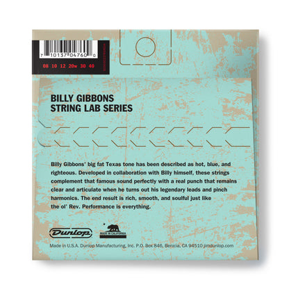 Jim Dunlop DUNLOP BILLY GIBBONS CUSTOM REV WILLY'S NICKEL WOUND ELECTRIC GUITAR 06-STRING SET - 08-40 FINE - RWN0840