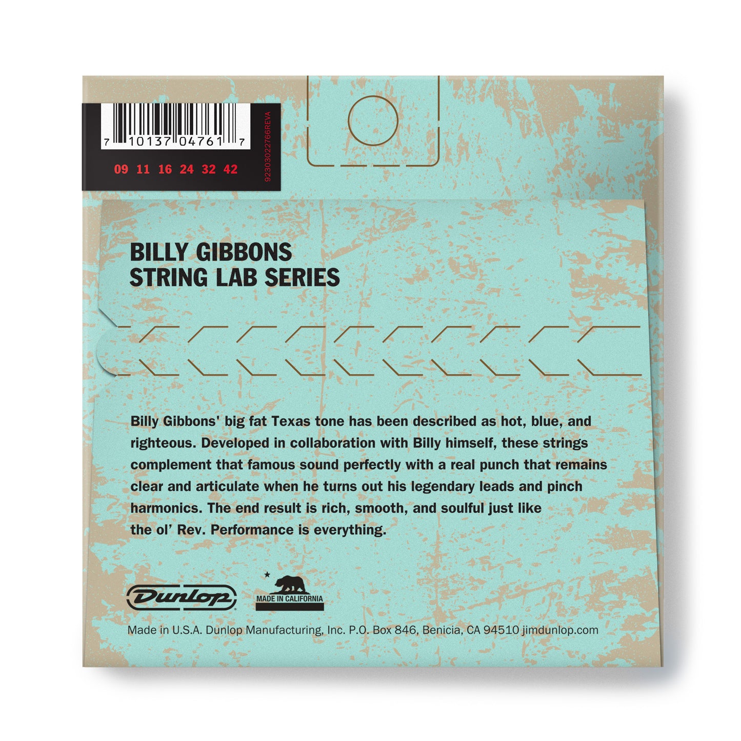 Jim Dunlop DUNLOP BILLY GIBBONS CUSTOM REV WILLY'S NICKEL WOUND ELECTRIC GUITAR 06-STRING SET - 09-42 EXTRA LIGHT - RWN0942