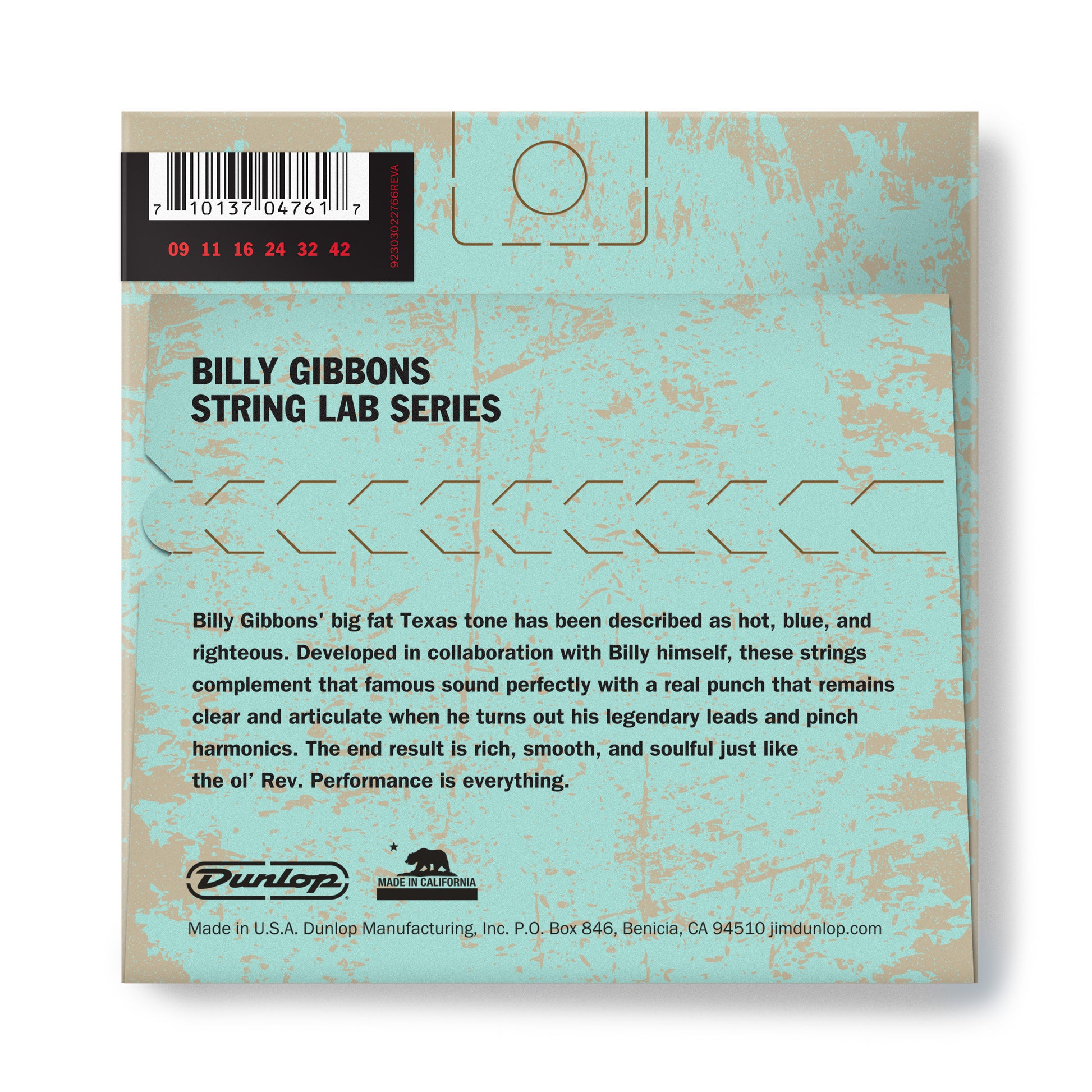 Jim Dunlop DUNLOP BILLY GIBBONS CUSTOM REV WILLY'S NICKEL WOUND ELECTRIC GUITAR 06-STRING SET - 09-42 EXTRA LIGHT - RWN0942