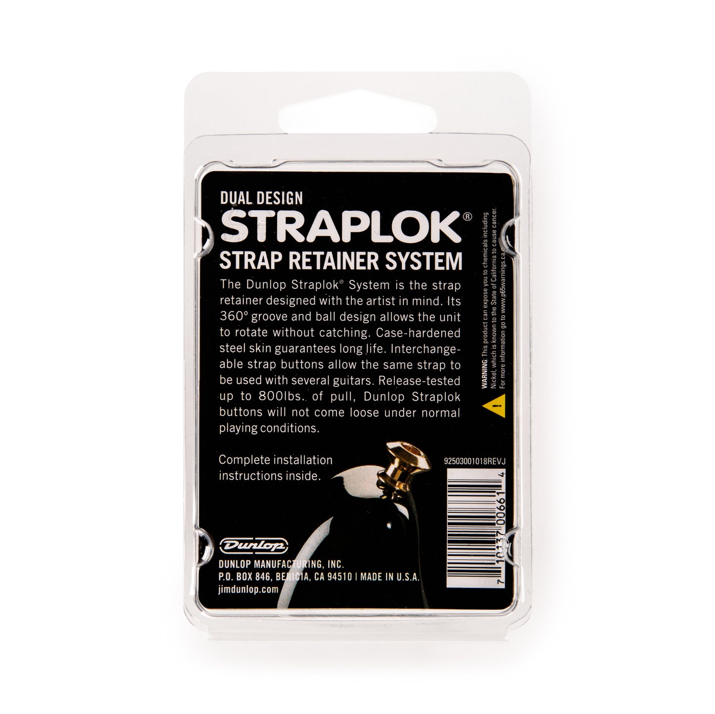 Jim Dunlop DUNLOP STRAPLOK STRAP RETAINERS DUAL DESIGN NICKEL STRAP BUTTON SET - SLS1031N