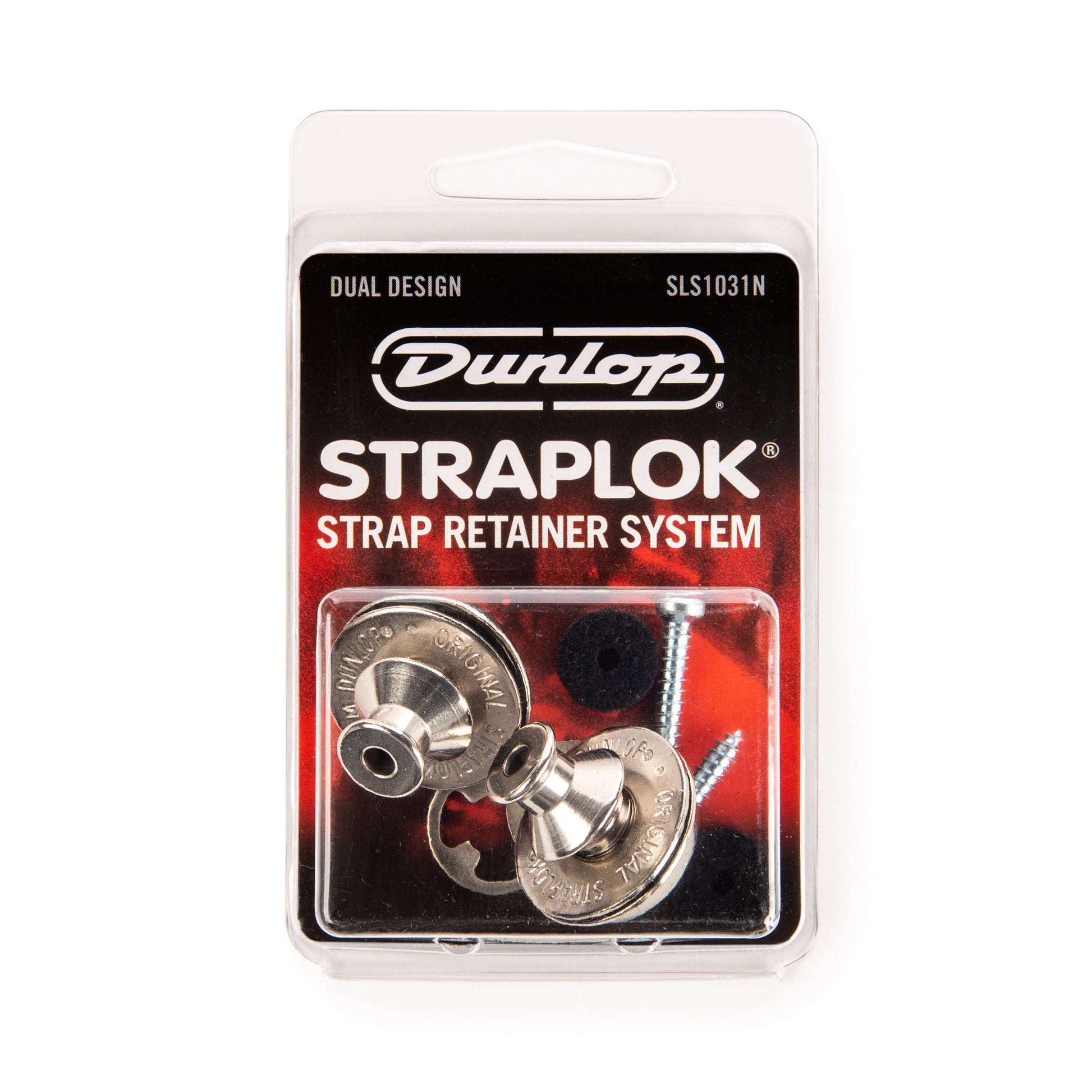 Jim Dunlop DUNLOP STRAPLOK STRAP RETAINERS DUAL DESIGN NICKEL STRAP BUTTON SET - SLS1031N