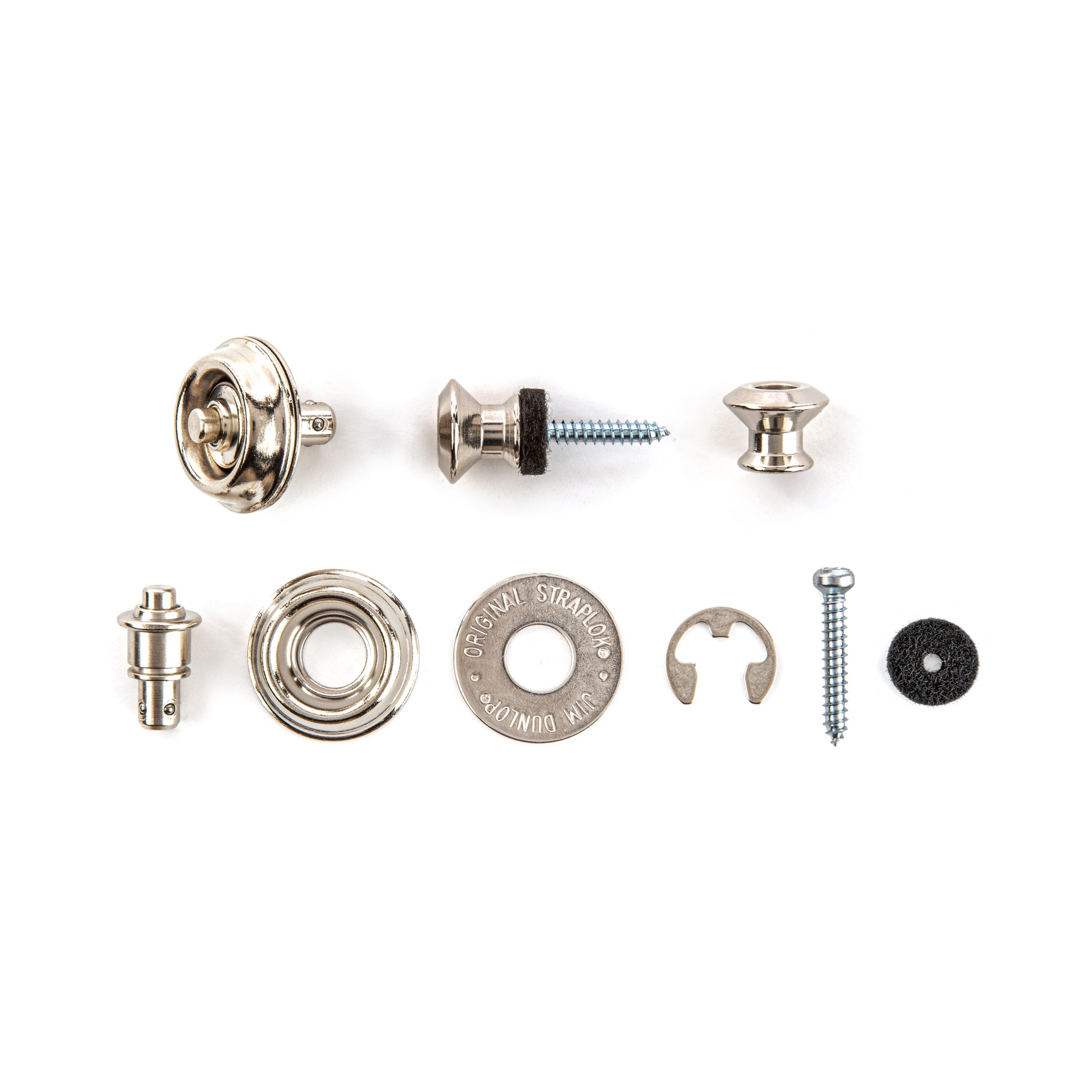 Jim Dunlop DUNLOP STRAPLOK STRAP RETAINERS DUAL DESIGN NICKEL STRAP BUTTON SET - SLS1031N