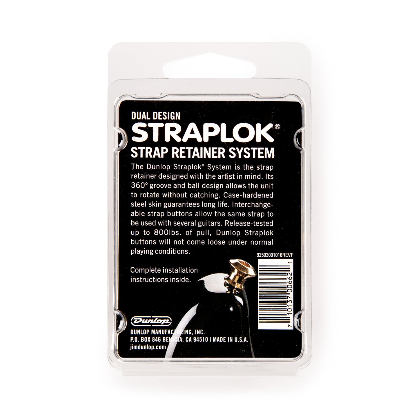 Jim Dunlop DUNLOP STRAPLOK STRAP RETAINERS DUAL DESIGN BRASS STRAP BUTTON SET - SLS1032BR