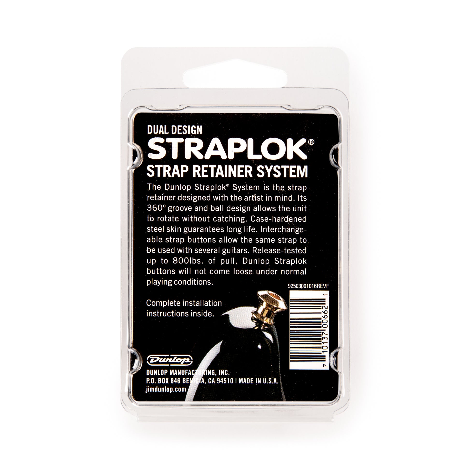 Jim Dunlop DUNLOP STRAPLOK STRAP RETAINERS DUAL DESIGN BRASS STRAP BUTTON SET - SLS1032BR