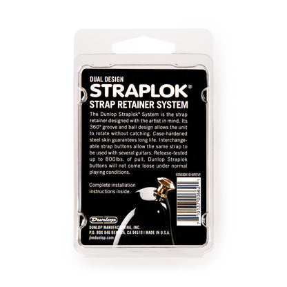 Jim Dunlop DUNLOP STRAPLOK STRAP RETAINERS DUAL DESIGN BRASS STRAP BUTTON SET - SLS1032BR