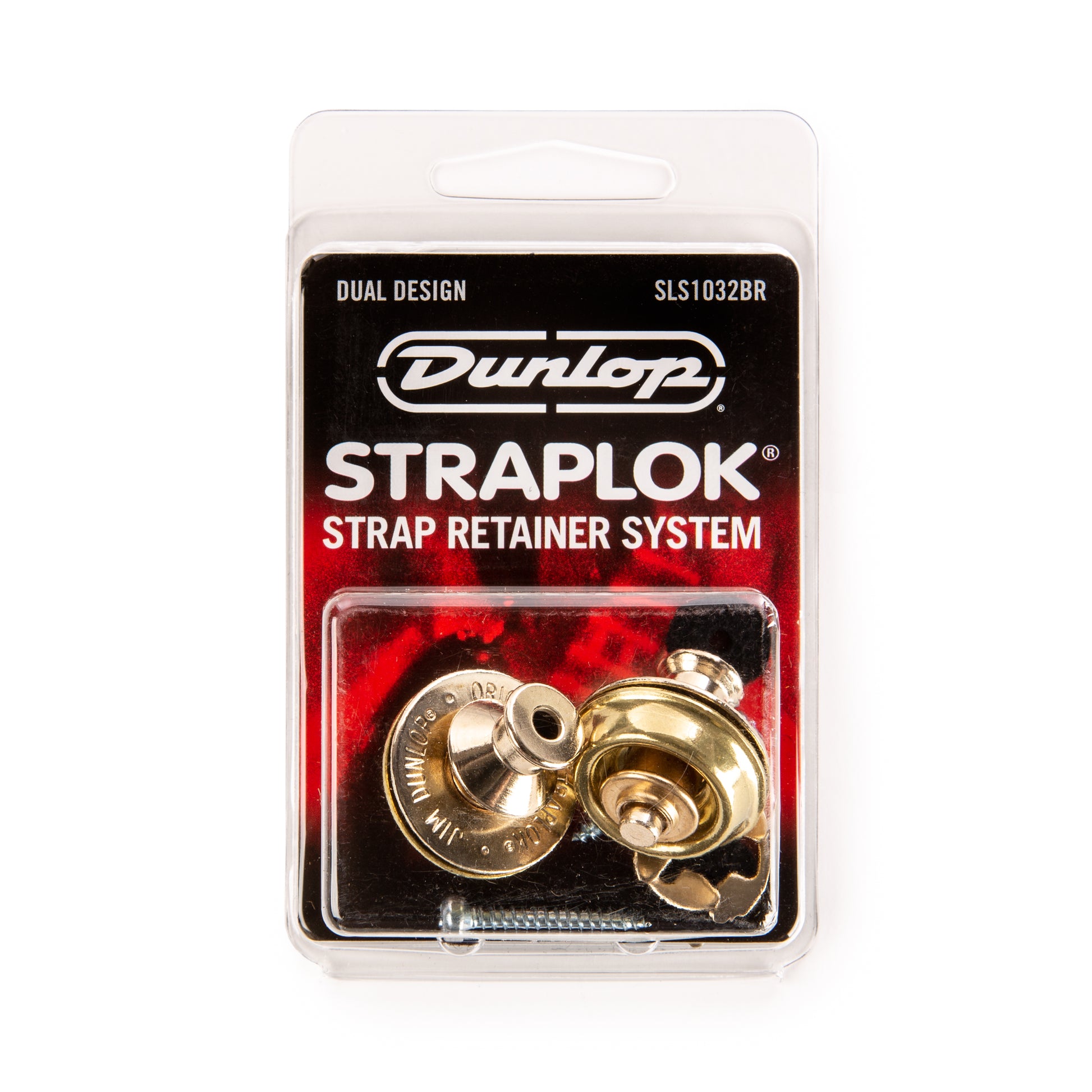 Jim Dunlop DUNLOP STRAPLOK STRAP RETAINERS DUAL DESIGN BRASS STRAP BUTTON SET - SLS1032BR