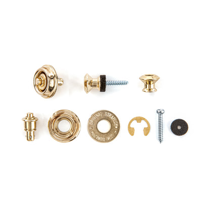 Jim Dunlop DUNLOP STRAPLOK STRAP RETAINERS DUAL DESIGN BRASS STRAP BUTTON SET - SLS1032BR