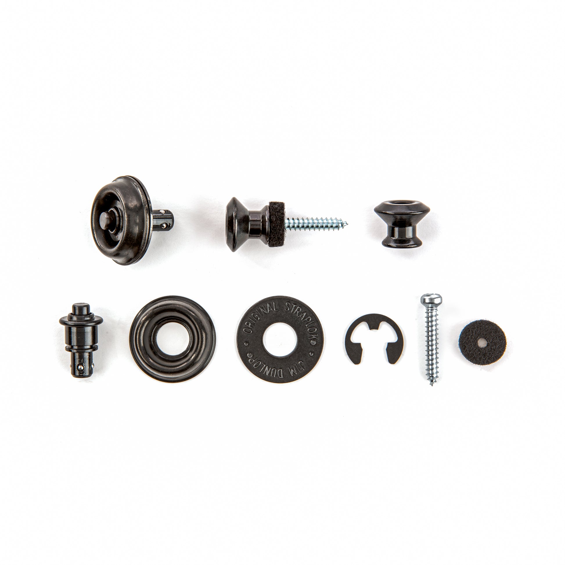 Jim Dunlop DUNLOP STRAPLOK STRAP RETAINERS DUAL DESIGN BLACK STRAP BUTTON SET - SLS1033BK