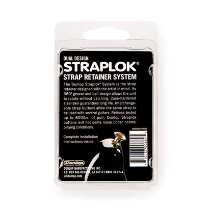 Jim Dunlop DUNLOP STRAPLOK STRAP RETAINERS DUAL DESIGN GOLD STRAP BUTTON SET - SLS1034G