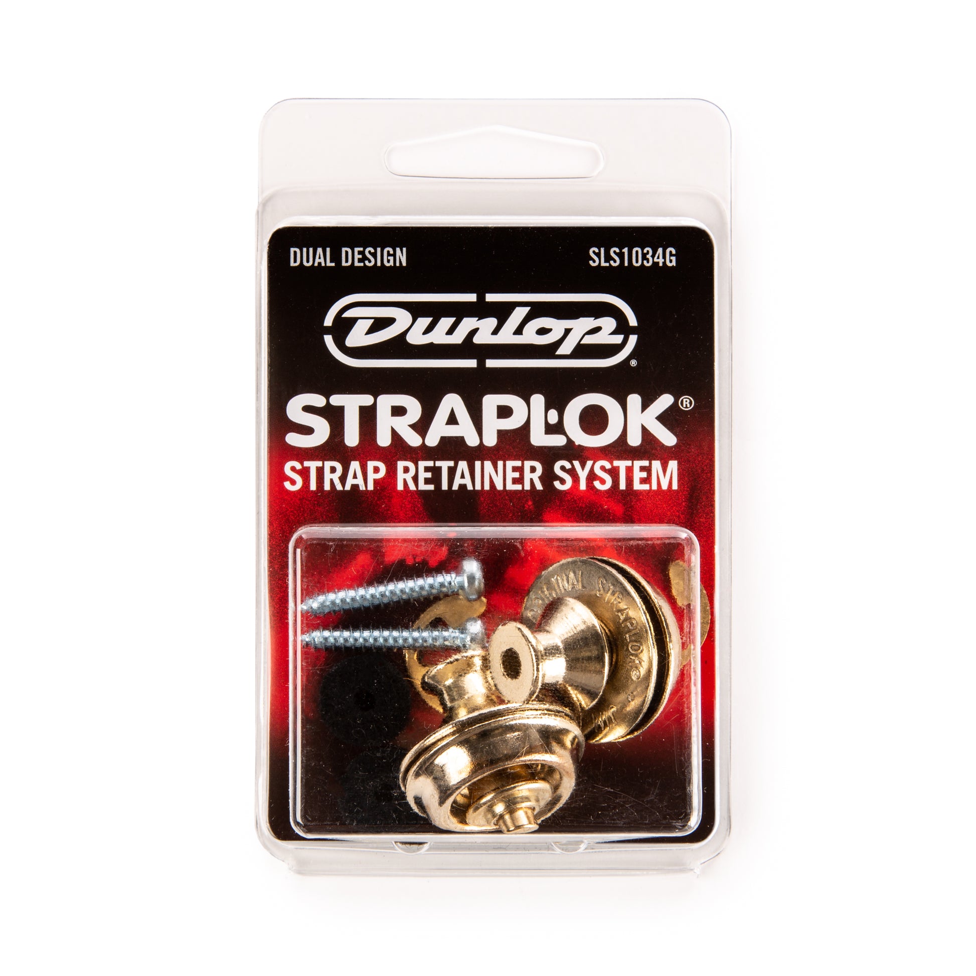 Jim Dunlop DUNLOP STRAPLOK STRAP RETAINERS DUAL DESIGN GOLD STRAP BUTTON SET - SLS1034G