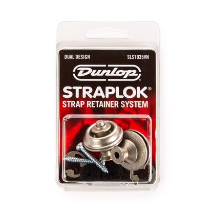 Jim Dunlop DUNLOP STRAPLOK STRAP RETAINERS DUAL DESIGN VINTAGE NICKEL STRAP BUTTON SET - SLS1035VN