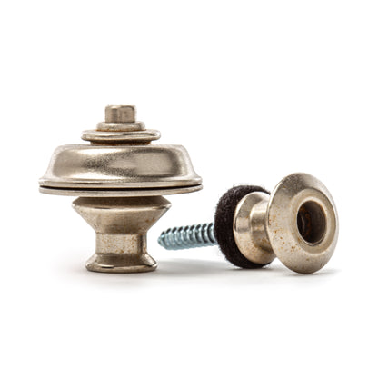 Jim Dunlop DUNLOP STRAPLOK STRAP RETAINERS DUAL DESIGN VINTAGE NICKEL STRAP BUTTON SET - SLS1035VN