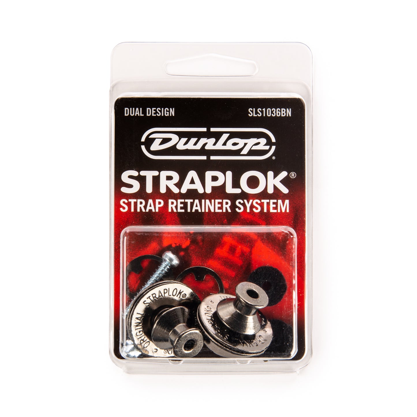 Jim Dunlop DUNLOP STRAPLOK STRAP RETAINERS DUAL DESIGN BLACK NICKEL STRAP BUTTON SET - SLS1036BN