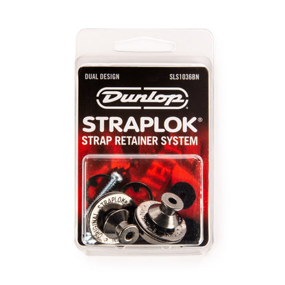 Jim Dunlop DUNLOP STRAPLOK STRAP RETAINERS DUAL DESIGN BLACK NICKEL STRAP BUTTON SET - SLS1036BN