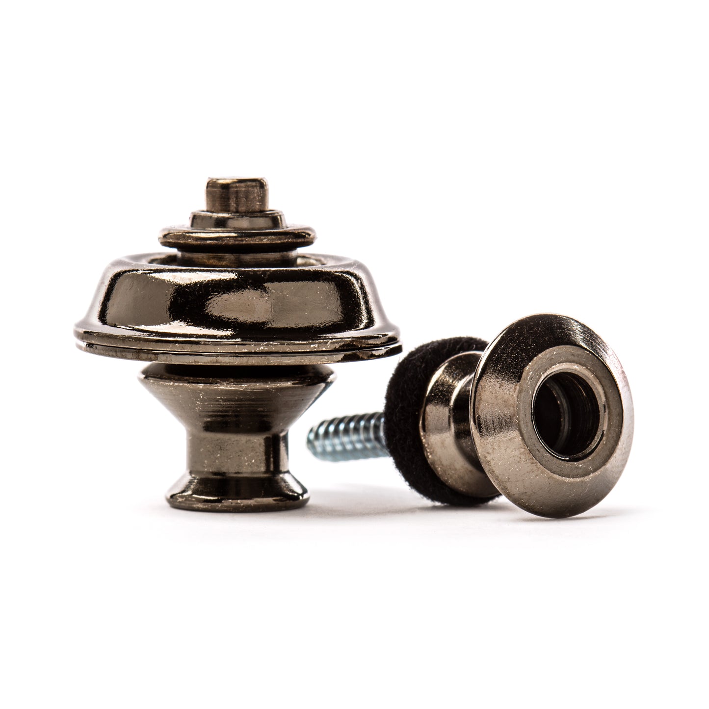 Jim Dunlop DUNLOP STRAPLOK STRAP RETAINERS DUAL DESIGN BLACK NICKEL STRAP BUTTON SET - SLS1036BN