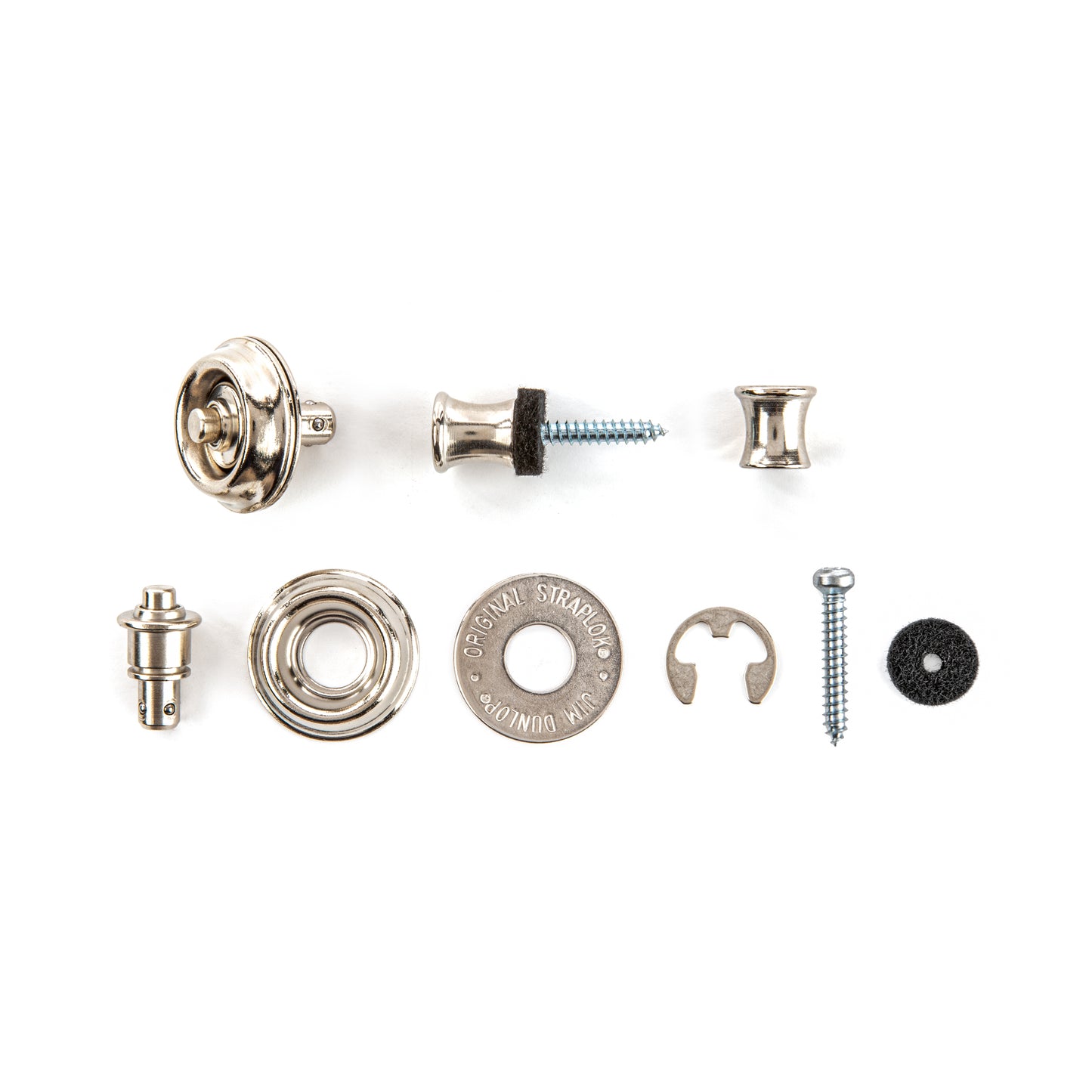 Jim Dunlop DUNLOP STRAPLOK STRAP RETAINERS ORIGINAL NICKEL STRAP BUTTON SET - SLS1101N