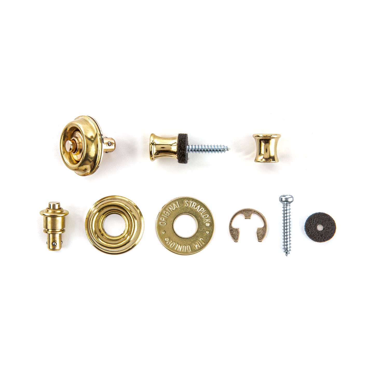 Jim Dunlop DUNLOP STRAPLOK STRAP RETAINERS ORIGINAL BRASS STRAP BUTTON SET - SLS1102BR