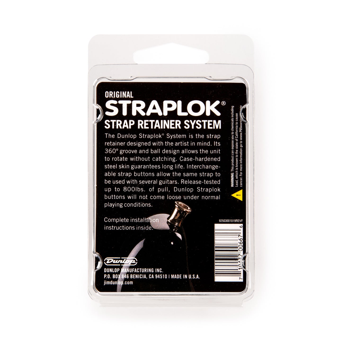 Jim Dunlop DUNLOP STRAPLOK STRAP RETAINERS ORIGINAL BLACK STRAP BUTTON SET - SLS1103BK
