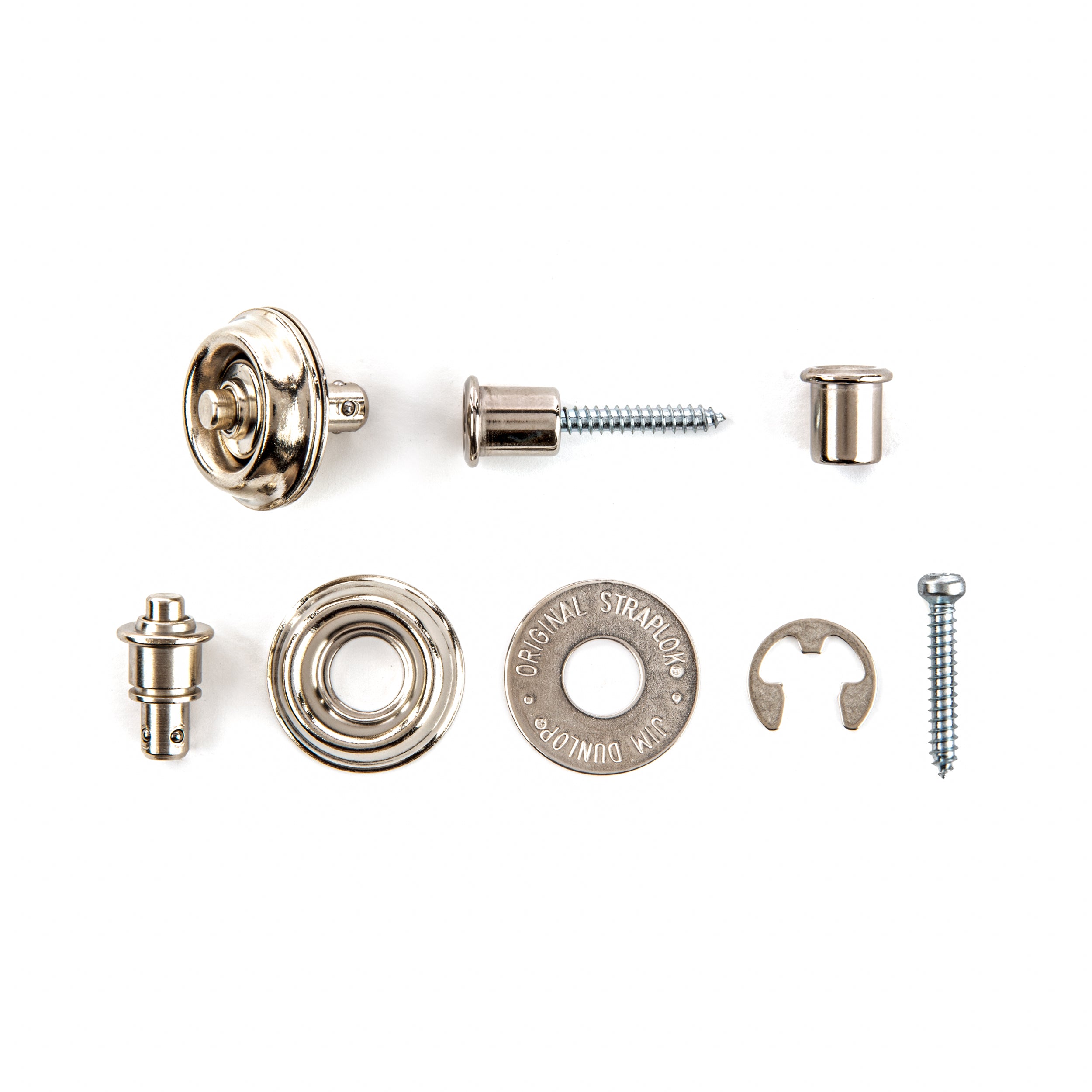 DUNLOP STRAPLOK STRAP RETAINERS NICKEL FLUSH MOUNT STRAP BUTTON DUNLOP STRAPLOK STRAP RETAINERS NICKEL FLUSH MOUNT STRAP BUTTON