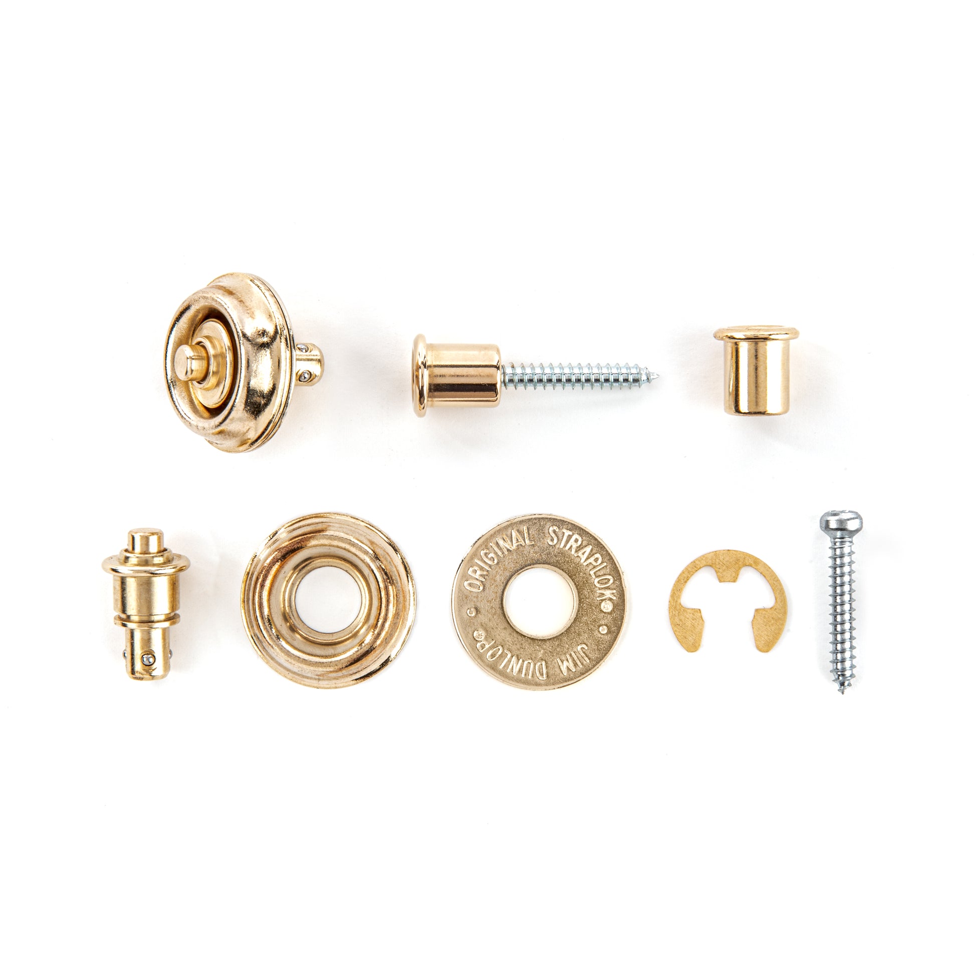 Jim Dunlop DUNLOP STRAPLOK STRAP RETAINERS GOLD FLUSH MOUNT STRAP BUTTON SET - SLS1404G