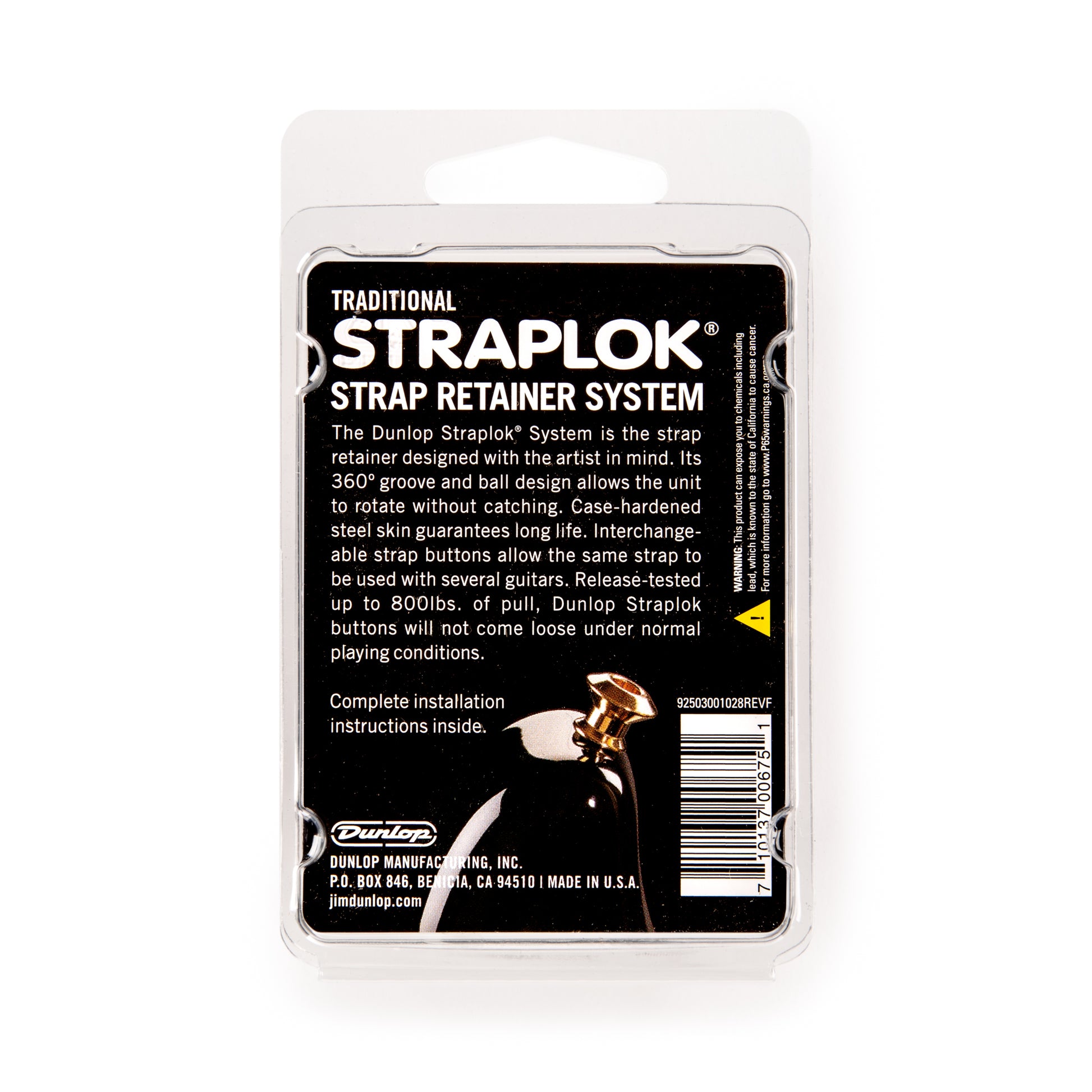 Jim Dunlop DUNLOP STRAPLOK STRAP RETAINERS TRADITIONAL BLACK STRAP BUTTON SET - SLS1503BK