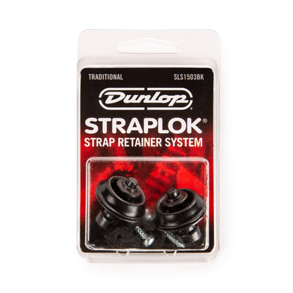 Jim Dunlop DUNLOP STRAPLOK STRAP RETAINERS TRADITIONAL BLACK STRAP BUTTON SET - SLS1503BK