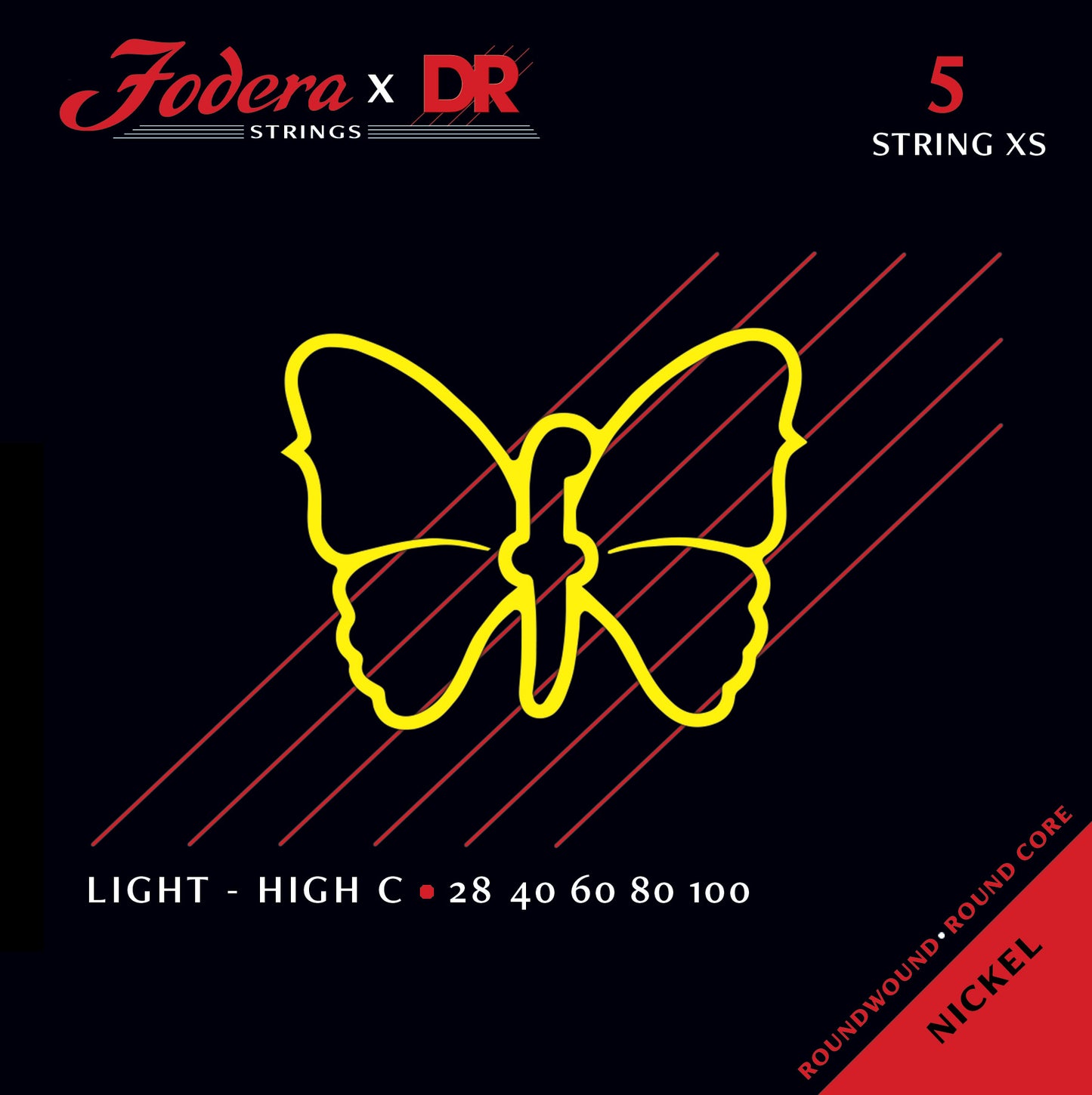 DR Strings Fodera Nickel Plated Steel Electric Bass Strings Set Short Scale - Light High C 28-100 FNI-28100-XS