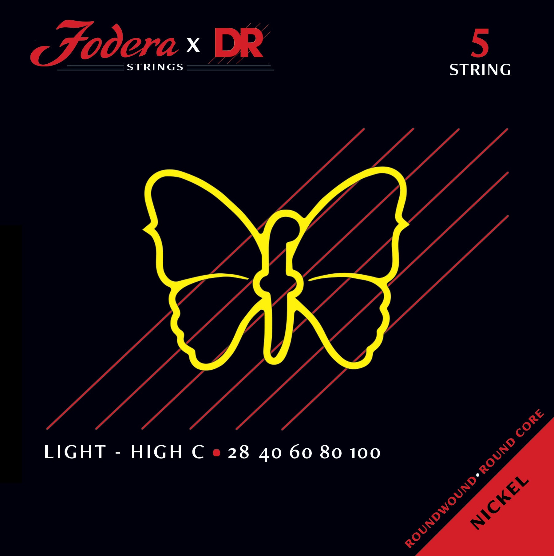 DR Strings Fodera Nickel Plated Steel Electric Bass Strings Set - Light High C 28-100 FNI-28100