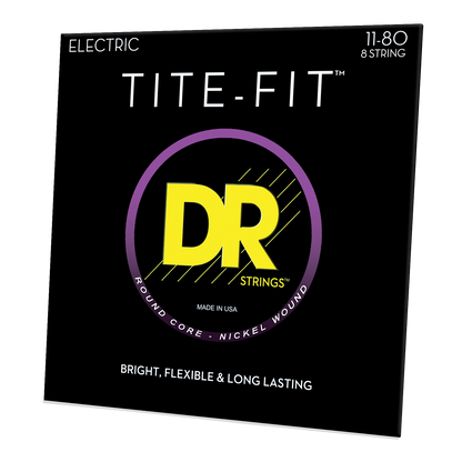 DR Strings DR TITE-FIT Nickel Plated Steel Electric Guitar String Set - 8-String 11-80 Extra Heavy TF8-11