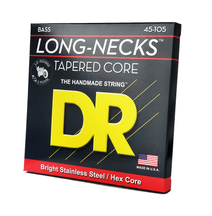 DR Strings DR Long Necks Stainless Steel Electric Bass Strings Long Scale Set - 4-String Tapered 45-105T Medium TMH-45