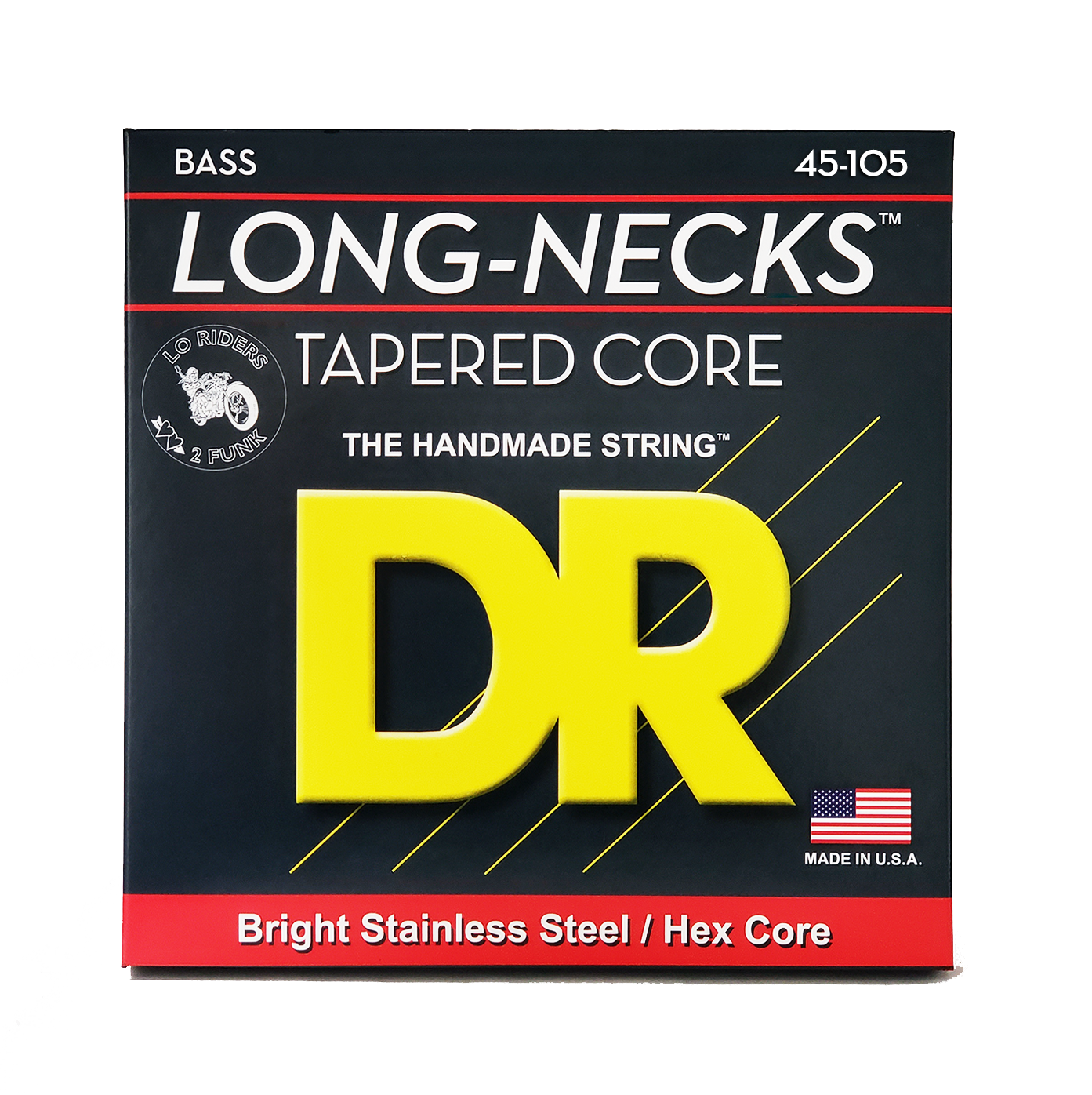 DR Strings DR Long Necks Stainless Steel Electric Bass Strings Long Scale Set - 4-String Tapered 45-105T Medium TMH-45