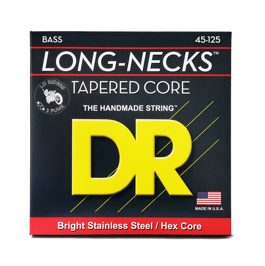 DR Strings DR Long Necks Stainless Steel Electric Bass Strings Long Scale Set - 5-String Tapered 45-125T Medium TMH5-45