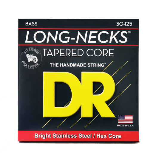 DR Strings DR Long Necks Stainless Steel Electric Bass Strings Long Scale Set - 6-String Tapered 30-125T Medium TMH6-30