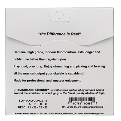 DR Strings DR MOONBEAMS Clear Fluorocarbon Ukulele String Set - 21-22 Soprano/Concert UFSC