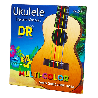 DR Strings DR MULTI-COLOR Nylon Ukulele String Set - 24-26 Soprano/Concert UMCSC