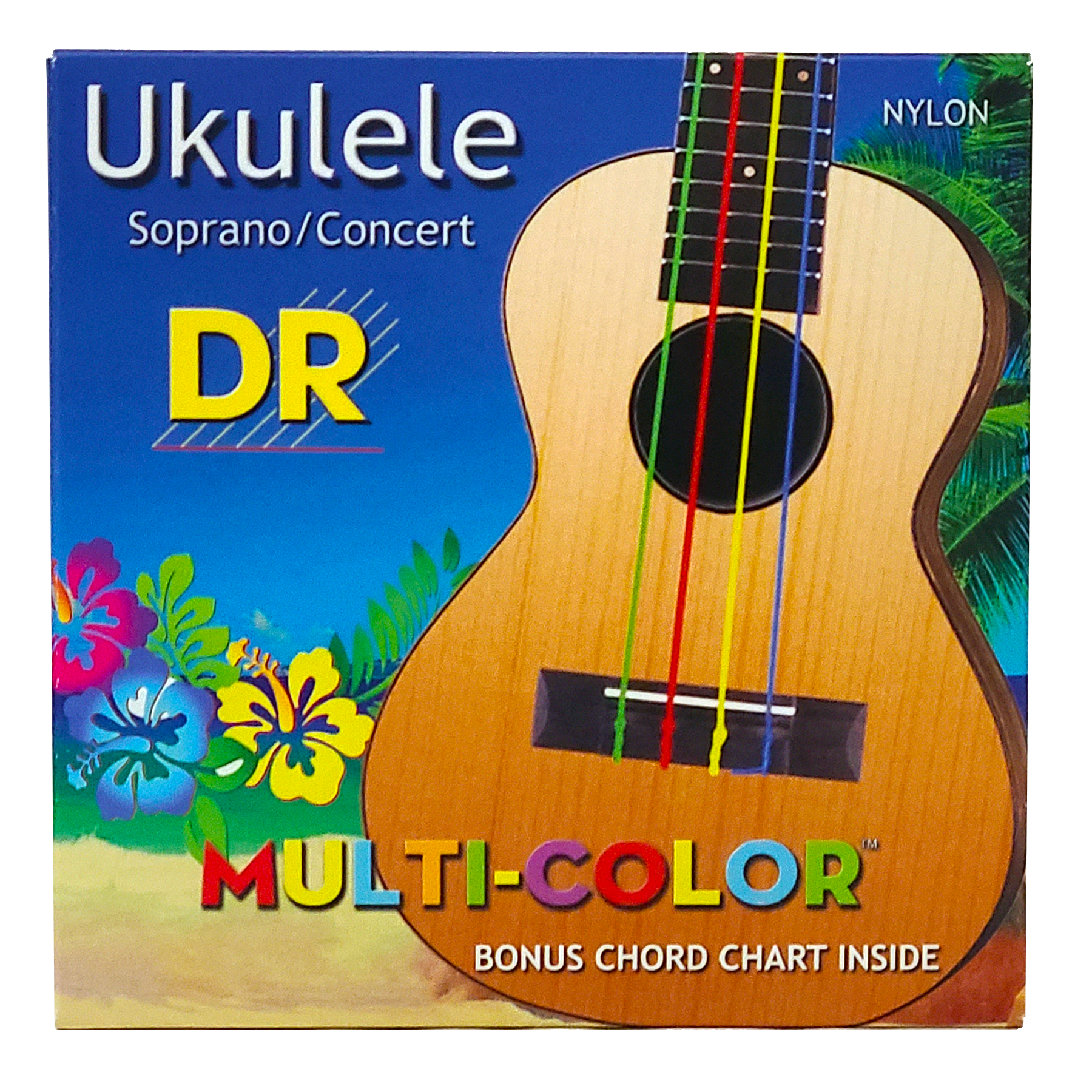 DR Strings DR MULTI-COLOR Nylon Ukulele String Set - 24-26 Soprano/Concert UMCSC