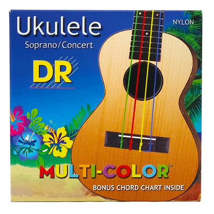 DR Strings DR MULTI-COLOR Nylon Ukulele String Set - 24-26 Soprano/Concert UMCSC