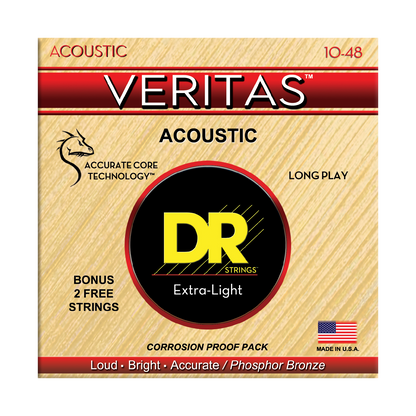 DR Strings DR Veritas Accurate Core Coated Acoustic Guitar String Set - 10-48 Extra-Light VTA-10