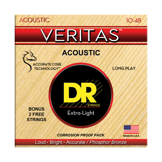 DR Strings DR Veritas Accurate Core Coated Acoustic Guitar String Set - 10-48 Extra-Light VTA-10