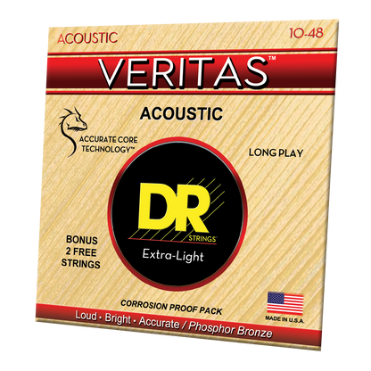 DR Strings DR Veritas Accurate Core Coated Acoustic Guitar String Set - 10-48 Extra-Light VTA-10