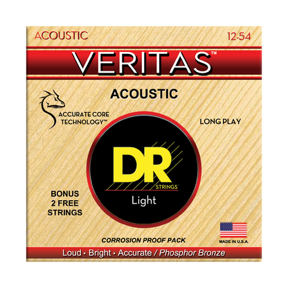 DR Strings DR Veritas Accurate Core Coated Acoustic Guitar String Set - 12-54 Light VTA-12