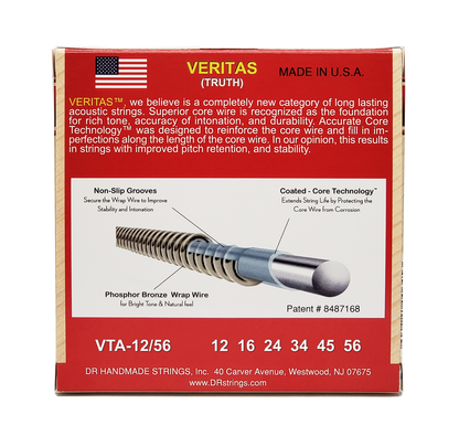 DR Strings DR Veritas Accurate Core Coated Acoustic Guitar String Set - 12-56 Bluegrass VTA-12/56