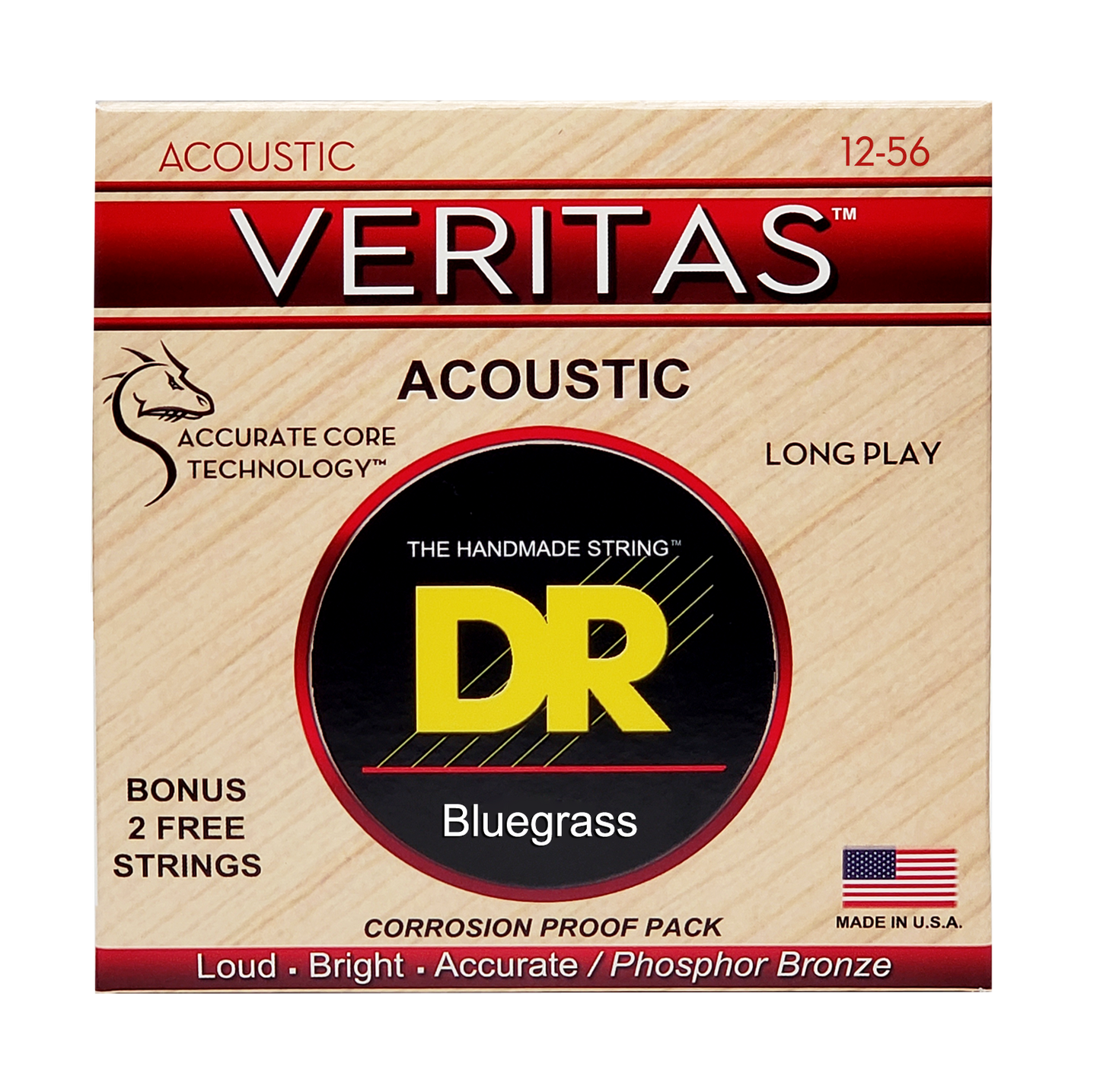 DR Strings DR Veritas Accurate Core Coated Acoustic Guitar String Set - 12-56 Bluegrass VTA-12/56