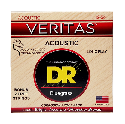 DR Strings DR Veritas Accurate Core Coated Acoustic Guitar String Set - 12-56 Bluegrass VTA-12/56