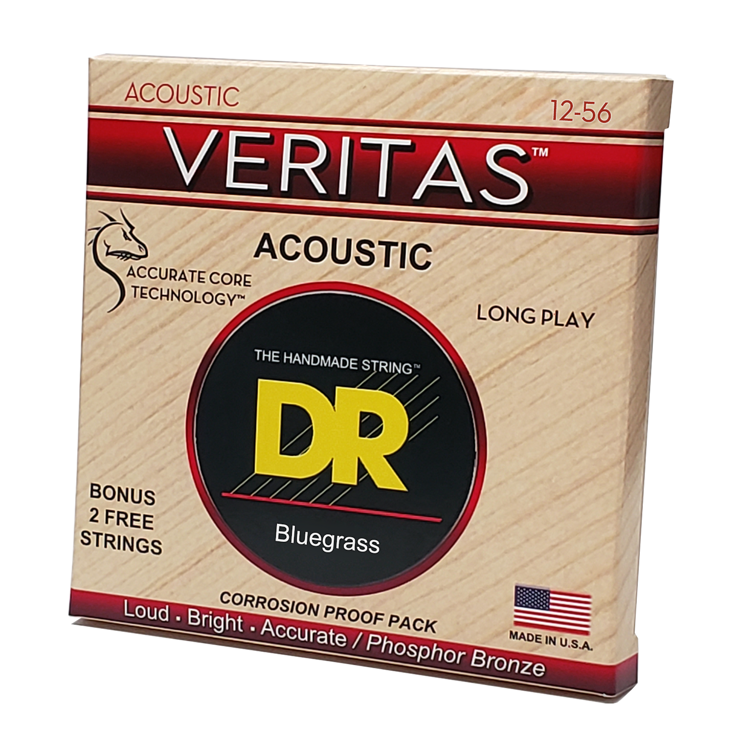 DR Strings DR Veritas Accurate Core Coated Acoustic Guitar String Set - 12-56 Bluegrass VTA-12/56
