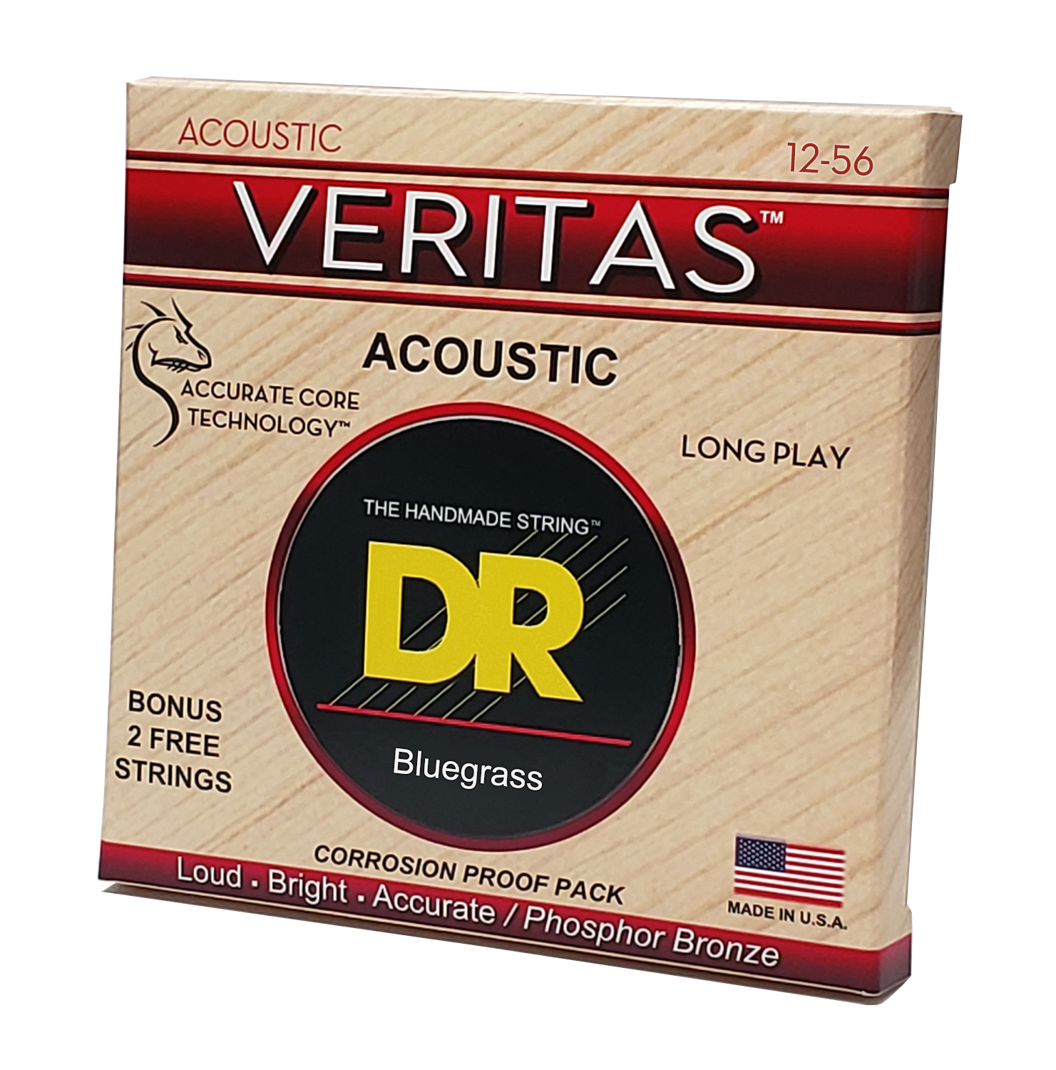DR Strings DR Veritas Accurate Core Coated Acoustic Guitar String Set - 12-56 Bluegrass VTA-12/56