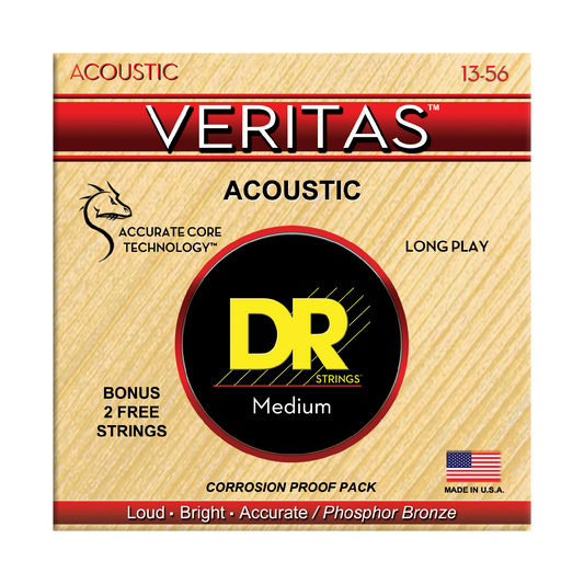 DR Strings DR Veritas Accurate Core Coated Acoustic Guitar String Set - 13-56 Medium VTA-13