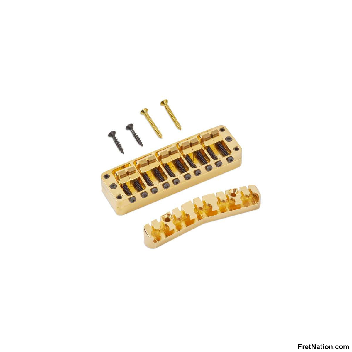 Warwick Warwick Parts - 3D Bridge + Tailpiece, 10-String, Broadneck, Brass - Gold - SP W 30146 10BN BG