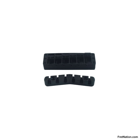 Warwick Warwick Parts - Bridge + Tailpiece, 6-String, Broadneck, Brass / Black - SP W 30155 6BN BB