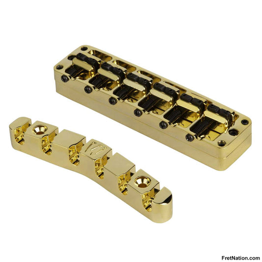 Warwick Warwick Parts - Bridge + Tailpiece, 6-String, Broadneck / Gold - SP W 30156 6BN G